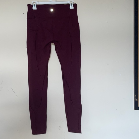 maroon lulu lemon leggings with pockets - Picture 2 of 5